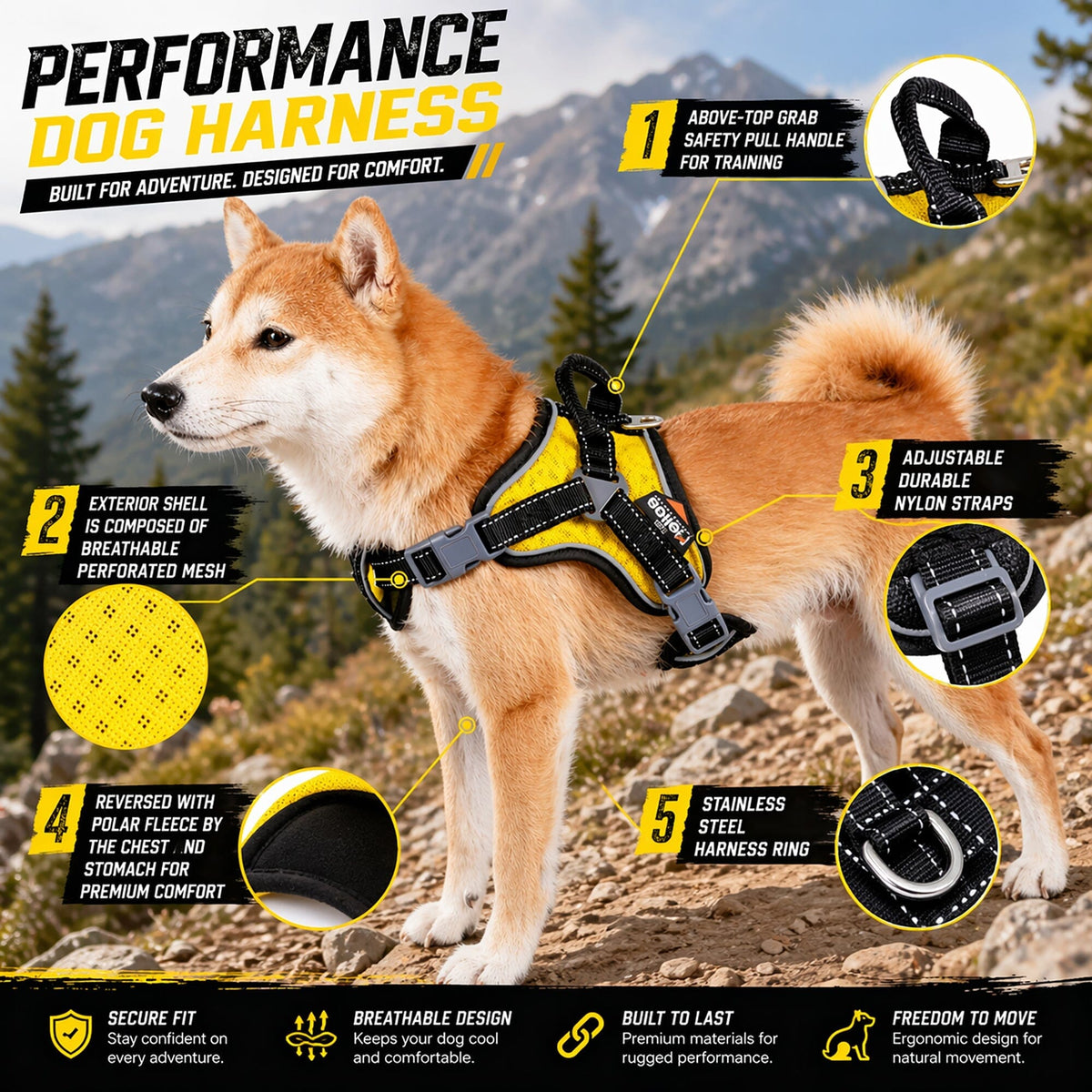 Dog Helios ® 'Scorpion' Sporty High-Performance Free-Range Dog Harness