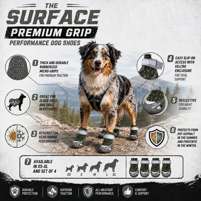 Dog Helios 'Surface' Premium Grip Performance Dog Shoes - Set Of 4