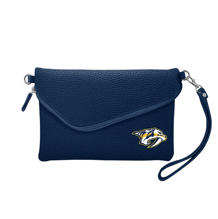 Nashville Predators Fold-Over Crossbody Pebble Purse