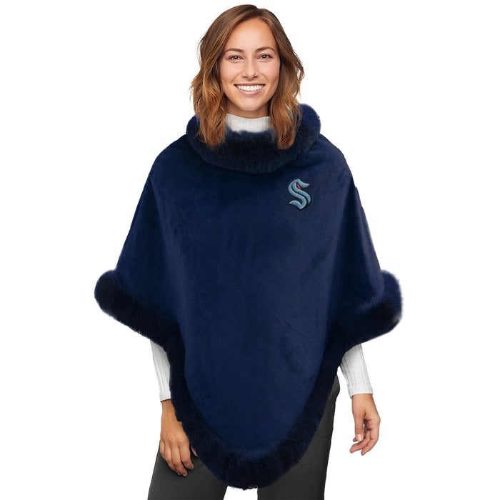 Seattle Kraken Fur Trim Poncho