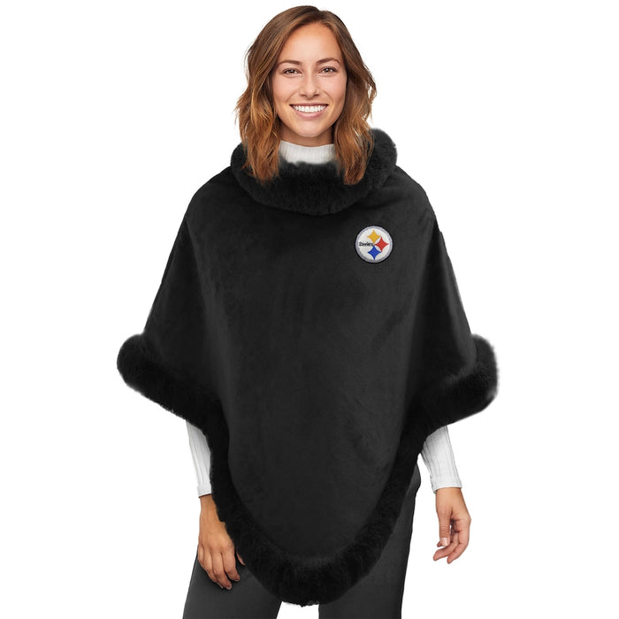 Pittsburgh Steelers Fur Trim Poncho