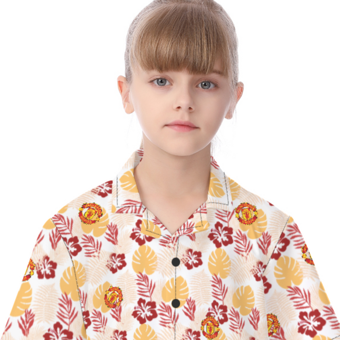 Manchester United FC 25/26 Team-Inspired Kids Cotton-Blend Hawaiian Shirt
