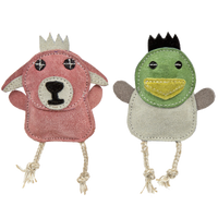 Natural Leather Wee Buddies Duck & Bunny Dog Chew Toys, 2 Pack