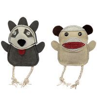 Natural Leather Wee Buddies Sock Monkey & Raccoon Dog Toys, 2 Pack
