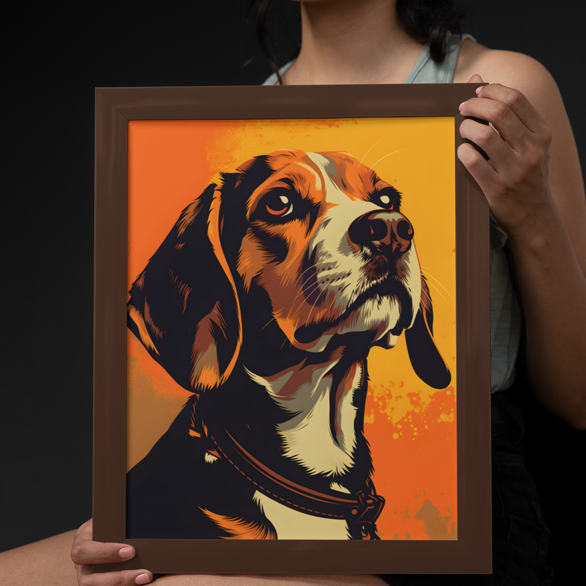 Beagle Pop-Art Retro Framed Print