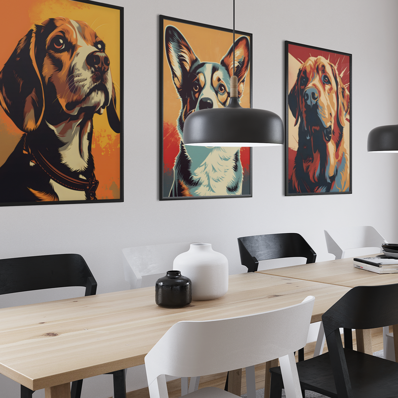 Beagle Pop-Art Retro Framed Print