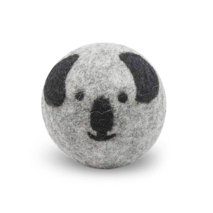 Natural Wool Ball with Koala Face Dog Toy