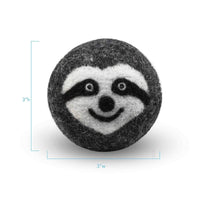 Natural Wool Ball with Sloth Face Dog Toy