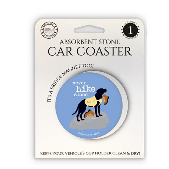 Never Hike Alone Stone Car Coaster with Magnet