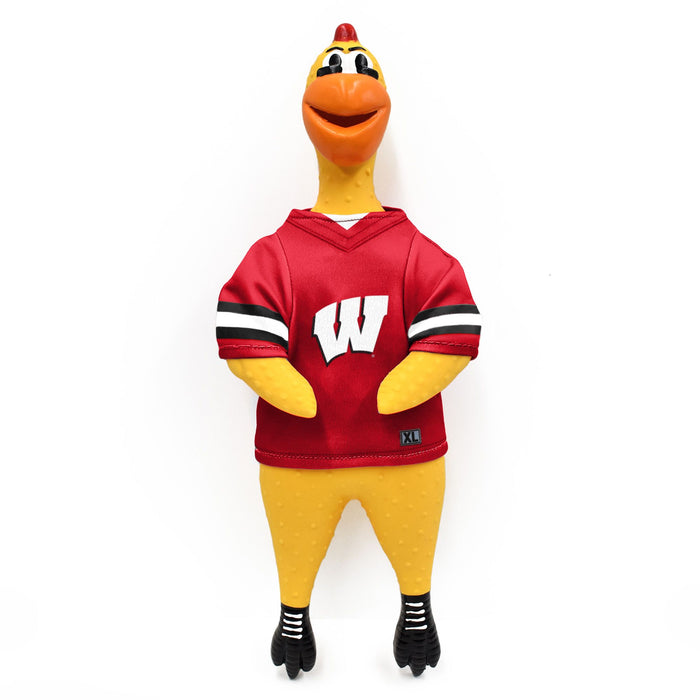 WI Badgers Rubber Chicken Pet Toy
