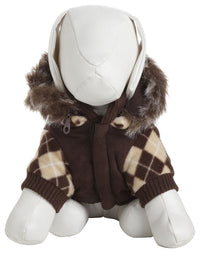 Pet Life ® 'Aygyle Style' 3M Insulated Designer Patterned Suede Dog Coat w/ Removable Hood