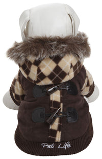 Pet Life ® 'Aygyle Style' 3M Insulated Designer Patterned Suede Dog Coat w/ Removable Hood