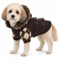 Pet Life ® 'Aygyle Style' 3M Insulated Designer Patterned Suede Dog Coat w/ Removable Hood