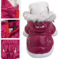 Pet Life ® Classic Metallic Fashion 3M Insulated Dog Coat Parka  w/ Removable Hood