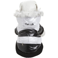 Pet Life ® Fashion Striped 3M Insulated Ultra-Plush Pet Dog Parka Coat w/ Removable Hood