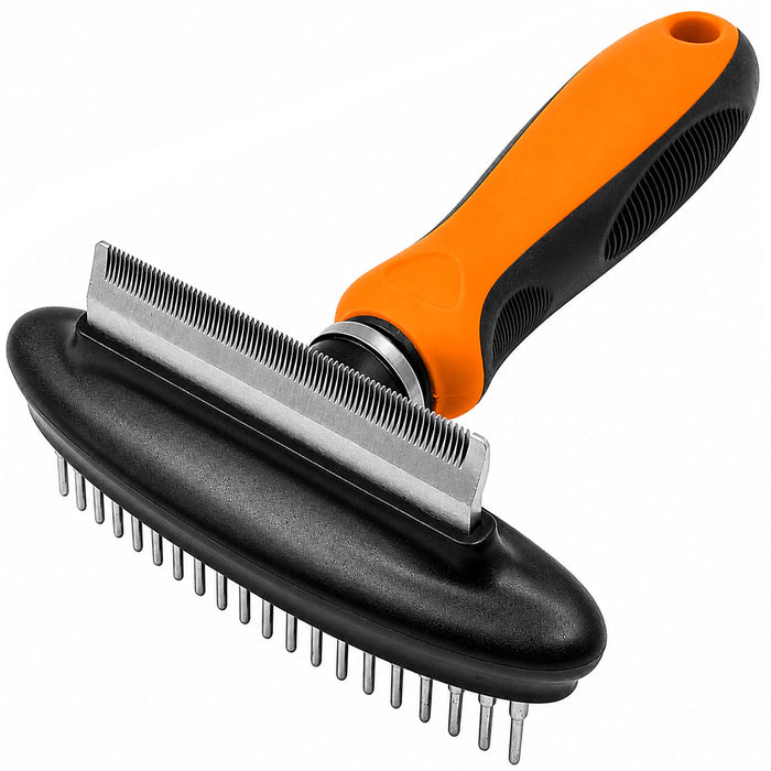 Pet Life ® Flex Series 2-in-1 Dual-Sided Grooming Undercoat Pet Rake and Deshedder