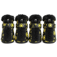 Pet Life ® Fur-Comfort 3M Insulated Fashion Fur and PVC Waterproof Winter Dog Boots - Set of 4