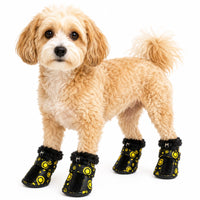 Pet Life ® Fur-Comfort 3M Insulated Fashion Fur and PVC Waterproof Winter Dog Boots - Set of 4