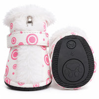 Pet Life ® Fur-Comfort 3M Insulated Fashion Fur and PVC Waterproof Winter Dog Boots - Set of 4