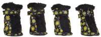 Pet Life ® Fur-Comfort 3M Insulated Fashion Fur and PVC Waterproof Winter Dog Boots - Set of 4