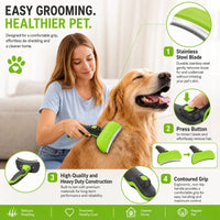 Pet Life ® 'Fur-Guard' Easy Self-Cleaning Grooming Deshedder Pet Comb
