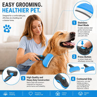 Pet Life ® 'Fur-Guard' Easy Self-Cleaning Grooming Deshedder Pet Comb