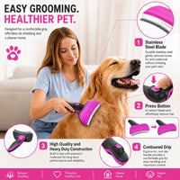 Pet Life ® 'Fur-Guard' Easy Self-Cleaning Grooming Deshedder Pet Comb