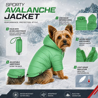 Pet Life ® Lightweight Adjustable and Collapsible 'Sporty Avalanche' Dog Coat w/ Pop-out Zippered Hood