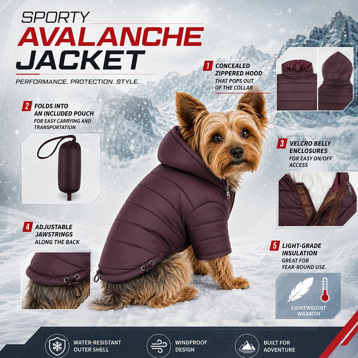 Pet Life ® Lightweight Adjustable and Collapsible 'Sporty Avalanche' Dog Coat w/ Pop-out Zippered Hood