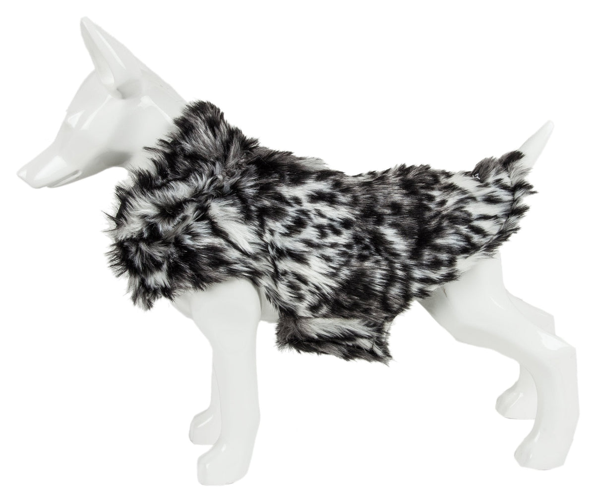 Pet Life ®  Luxe 'Paw Dropping' Designer Gray-Scale Tiger Pattern Mink Fur Dog Coat