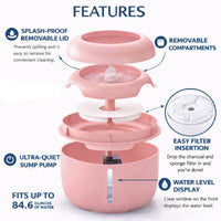 Pet Life ® 'Moda-Pure' Ultra-Quite Filtered Dog and Cat Fountain Waterer
