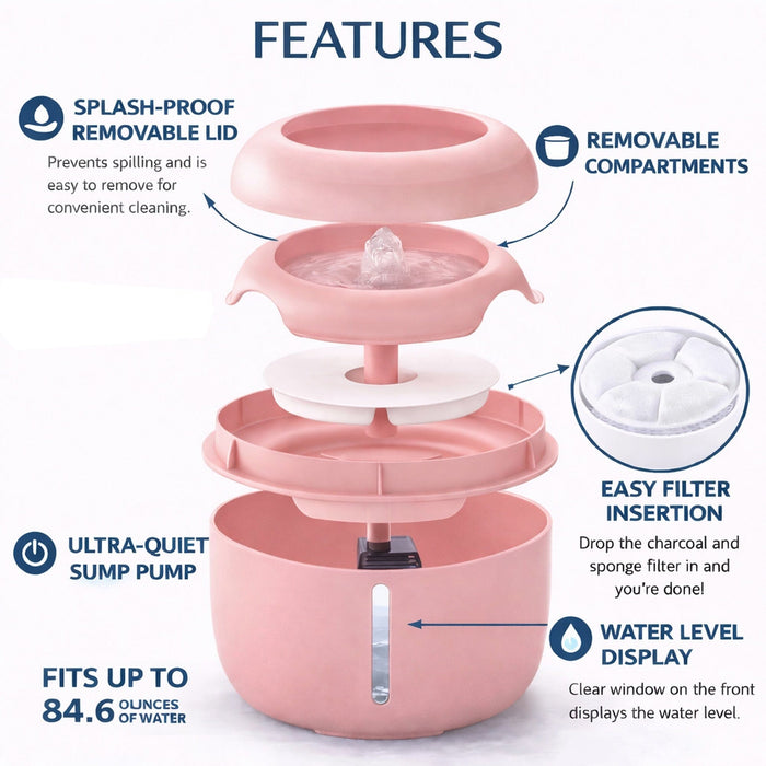 Pet Life ® 'Moda-Pure' Ultra-Quite Filtered Dog and Cat Fountain Waterer