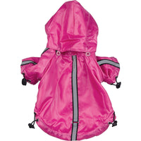 Pet Life ® 'Reflecta-Sport' Multi-Adjustable Reflective Weather-Proof Dog Raincoat w/ Removable Hood