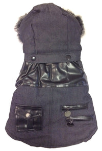 Pet Life ® 'Ruff-Choppered' Denim Fashioned Wool Dog Coat Jacket