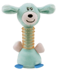 Pet Life ® Totty-Chew' Plush and Rubber Squeaking Newborn Teething Cat and Dog Toy