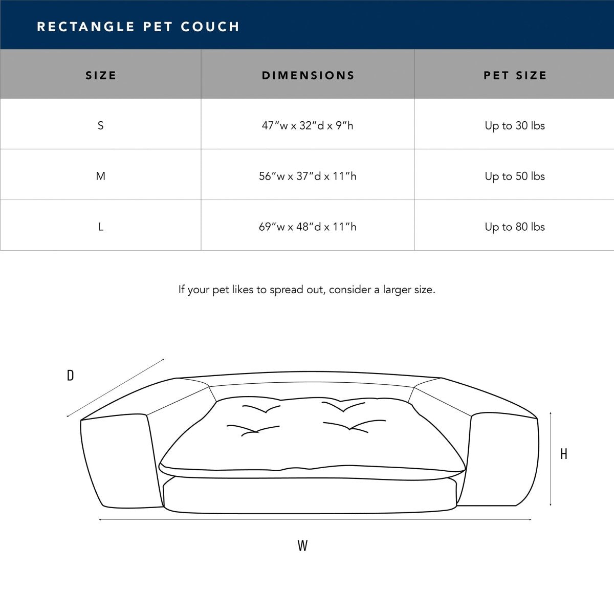 Rectangle Orthopedic Foam Pet Couch