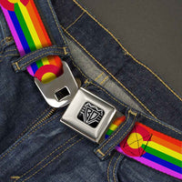 BD Wings Logo CLOSE-UP Full Color Black Silver Seatbelt Belt - Colorado Flags2 Pride Webbing