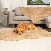 PupRug® Luxe Faux Fur Orthopedic Dog Bed -  Plush Sheep Tan
