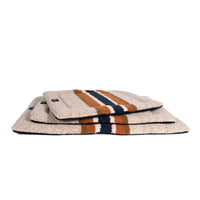 Shinola Brand Stripe Comfort Cushion Berber Dog Bed Oatmeal