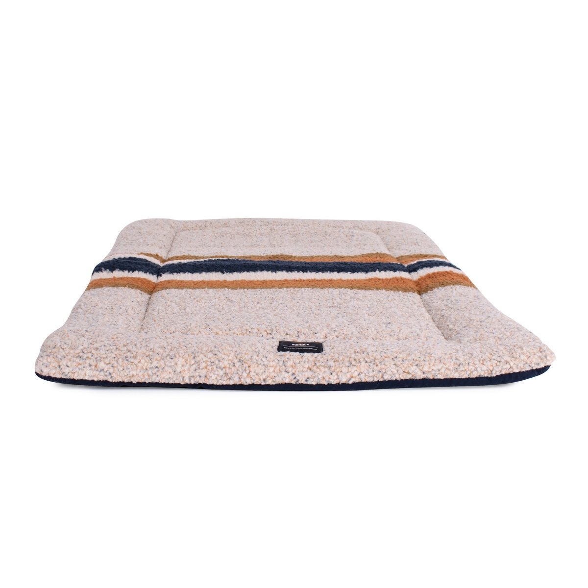 Shinola Brand Stripe Comfort Cushion Berber Dog Bed Oatmeal