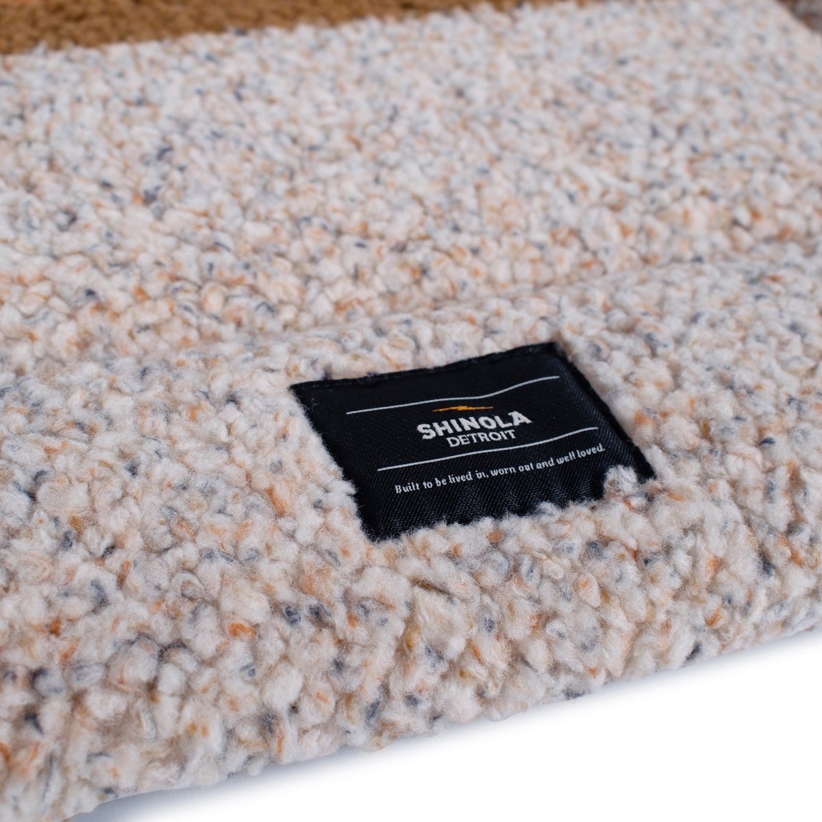 Shinola Brand Stripe Comfort Cushion Berber Dog Bed Oatmeal