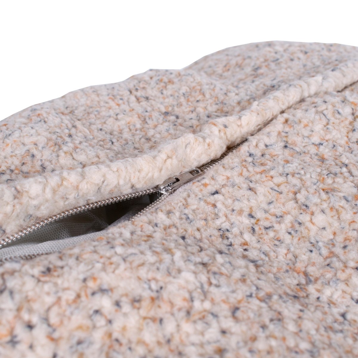 Shinola Brand Stripe Kuddle Berber Dog Bed Oatmeal