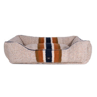 Shinola Brand Stripe Kuddle Berber Dog Bed Oatmeal