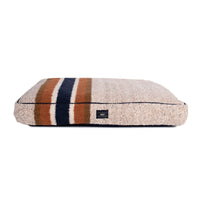 Shinola Brand Stripe Napper Pillow Berber Dog Bed Oatmeal
