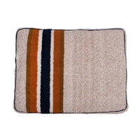 Shinola Brand Stripe Napper Pillow Berber Dog Bed Oatmeal