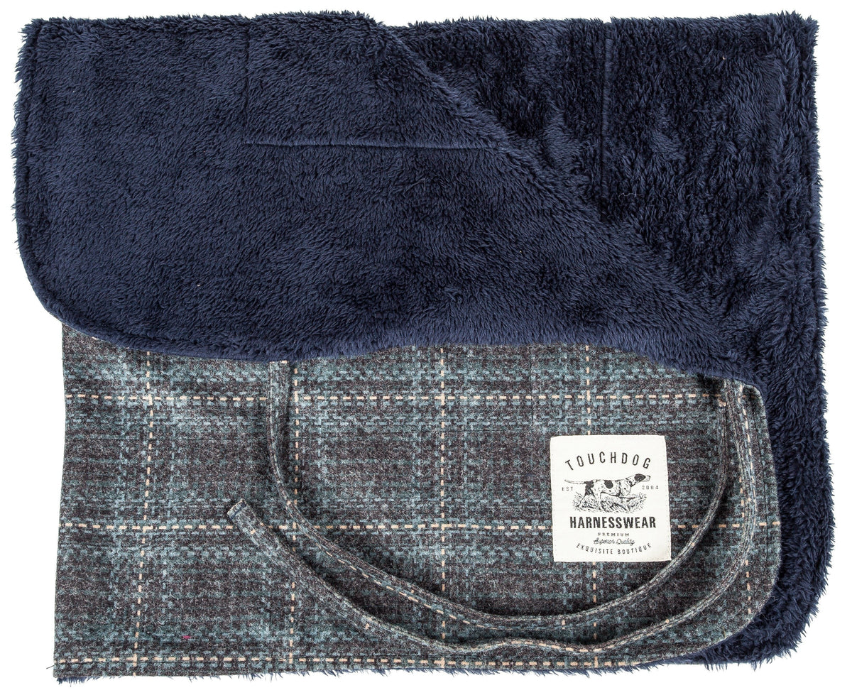 Touchdog ® 2-In-1 Windowpane Plaid Matching Dog Jacket and Reversible Dog Mat