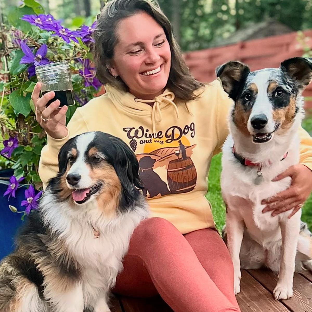 Hoodie: Wine & My Dog (Yellow Cream)