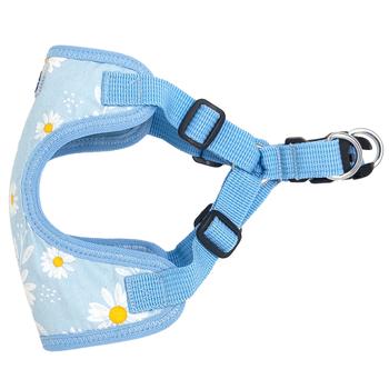 Blue Daisy Print & Mesh Wrap and Snap Choke Free Step In Harness