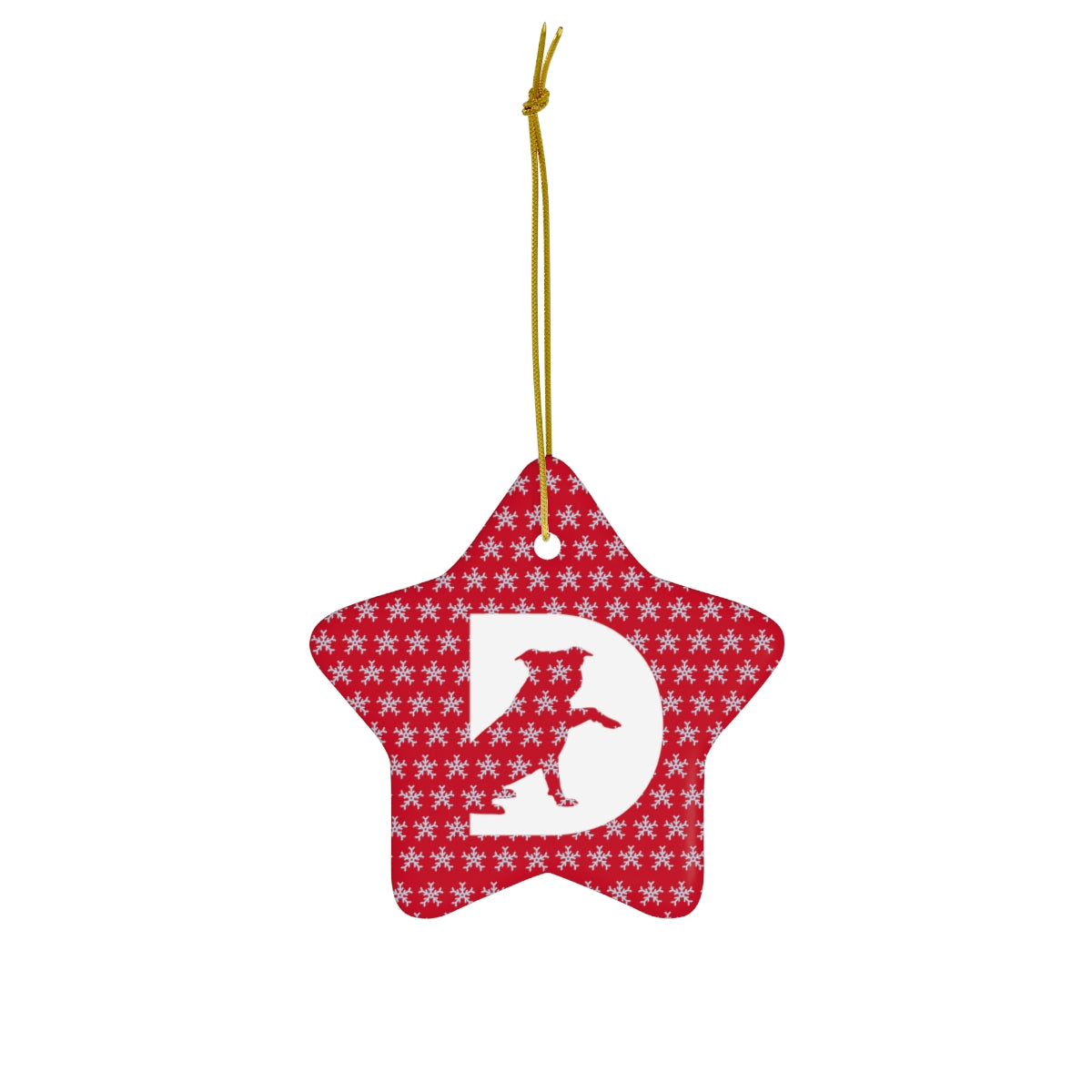 Ceramic Dog Monogram D Ornament - Red, 4 Shapes - 3 Red Rovers