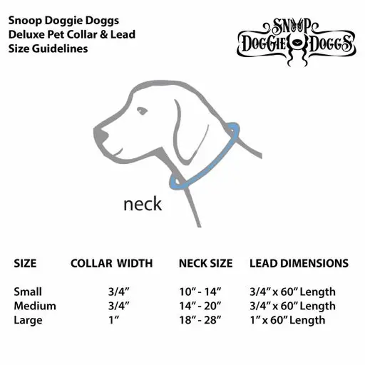 Snoop Doggie Doggs Deluxe Pet Collar, Classic Snoop - 3 Red Rovers